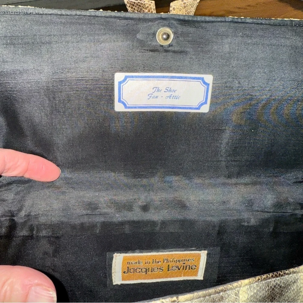 Vintage‎ Jacques Levine Snakeskin Bow Clutch Hand Bag Made in the Philippines